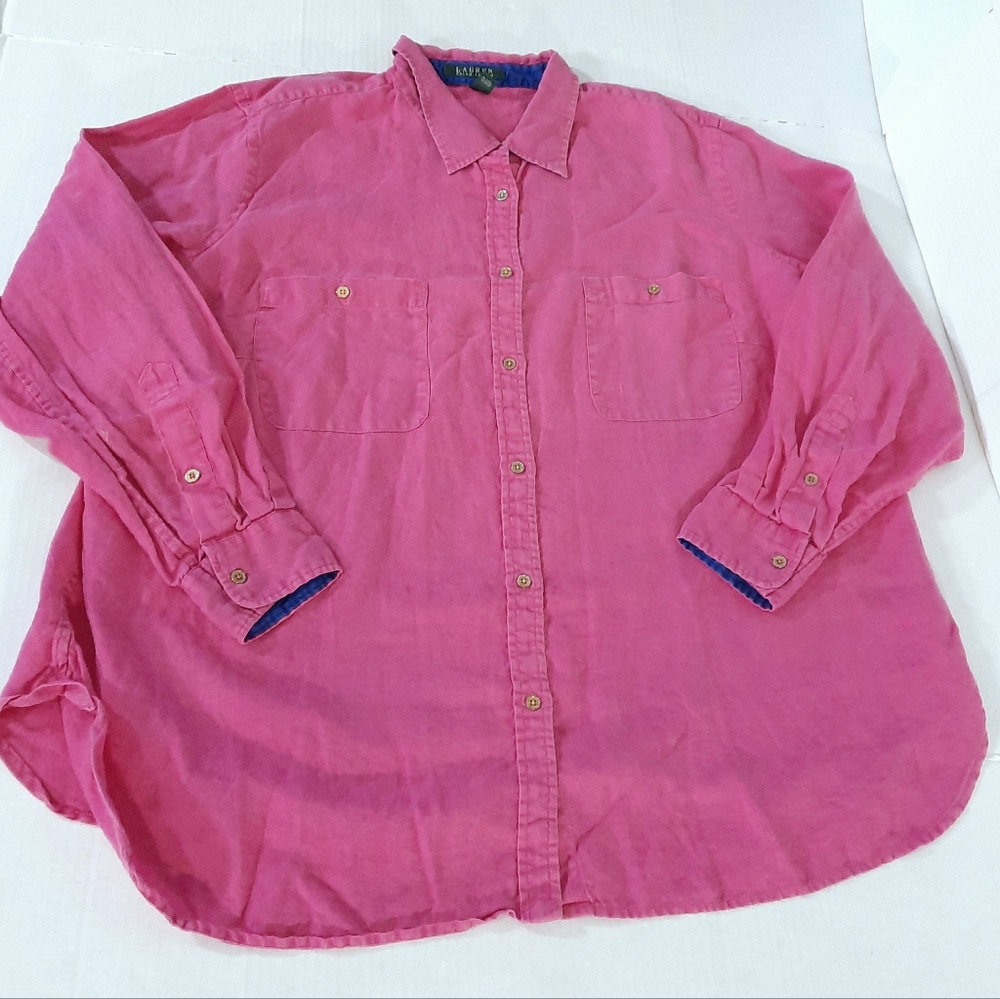 Lauren Ralph Lauren Linen Long Sleeve Button Up Shirt